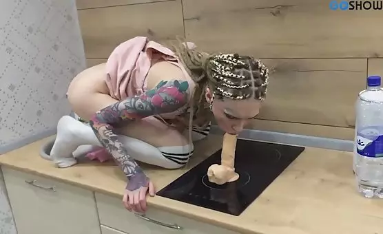 Kitchen Counter Dildo Ride
